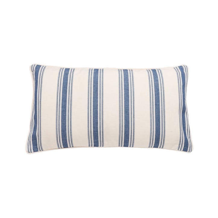 Sea Stripe Small Lumbar Cushion 65 x 35 cm, Blue / White