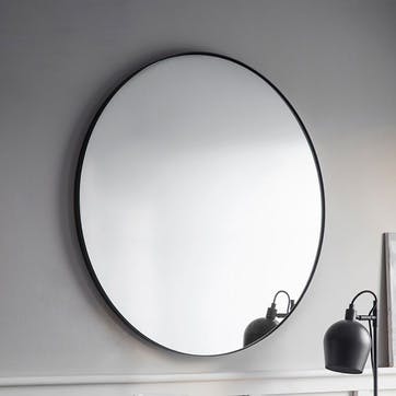 Cherington Round Wall Mirror D80cm, Black