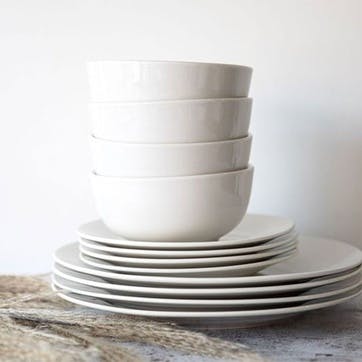 Alexis 12 Piece Porcelain Dinnerware Set , White