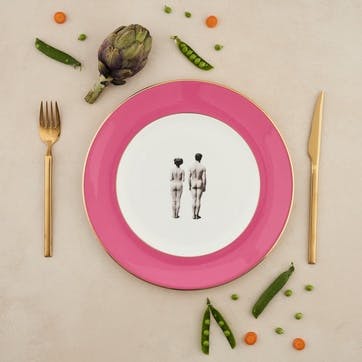 Modern Surrealist The Models Dinner Plate, Raspberry Pink