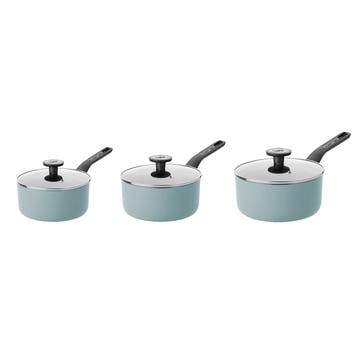 Leo 3 Piece Saucepan Set, Slate