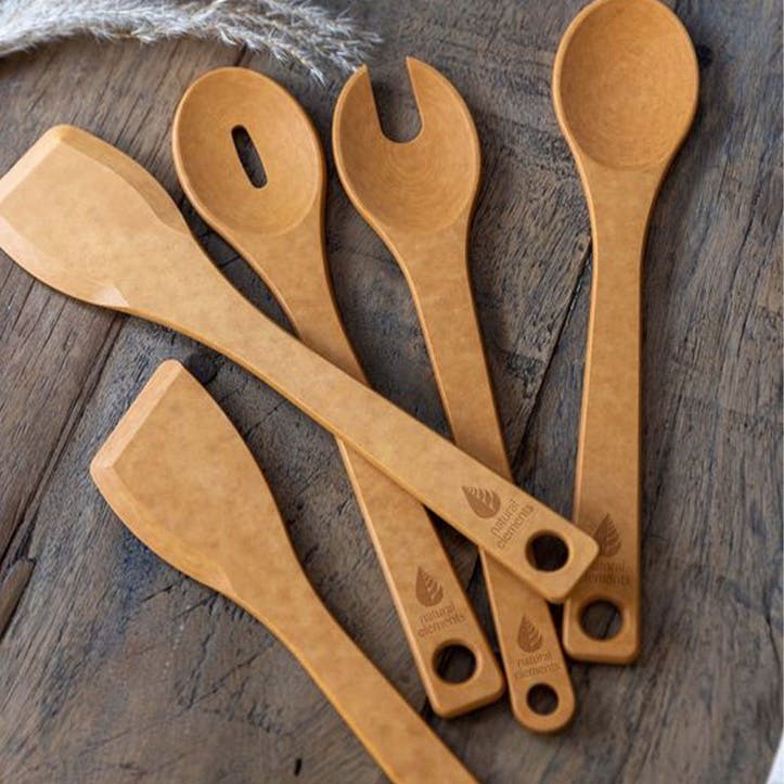 Natural Elements Eco-Friendly Wood Fibre Four Piece Utensil Set