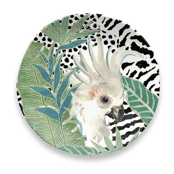 'Lush Jungle' Cockatoo Melamine Side Plate, 21cm