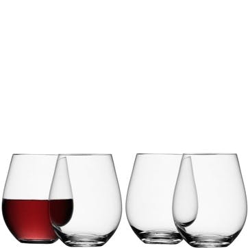 LSA Wine Stemless Red Wine Glass 530ml, Set of 4