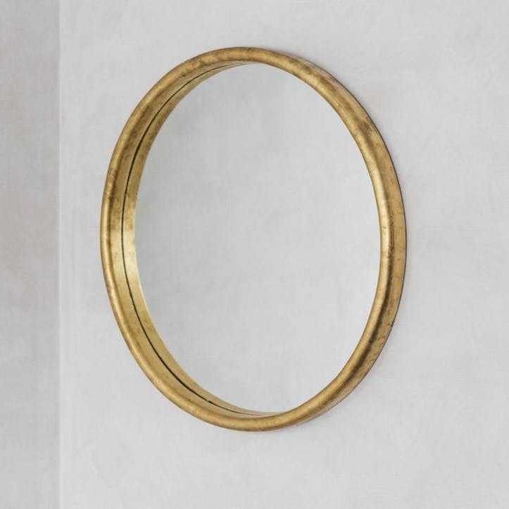 Round Gold Leaf Mirror