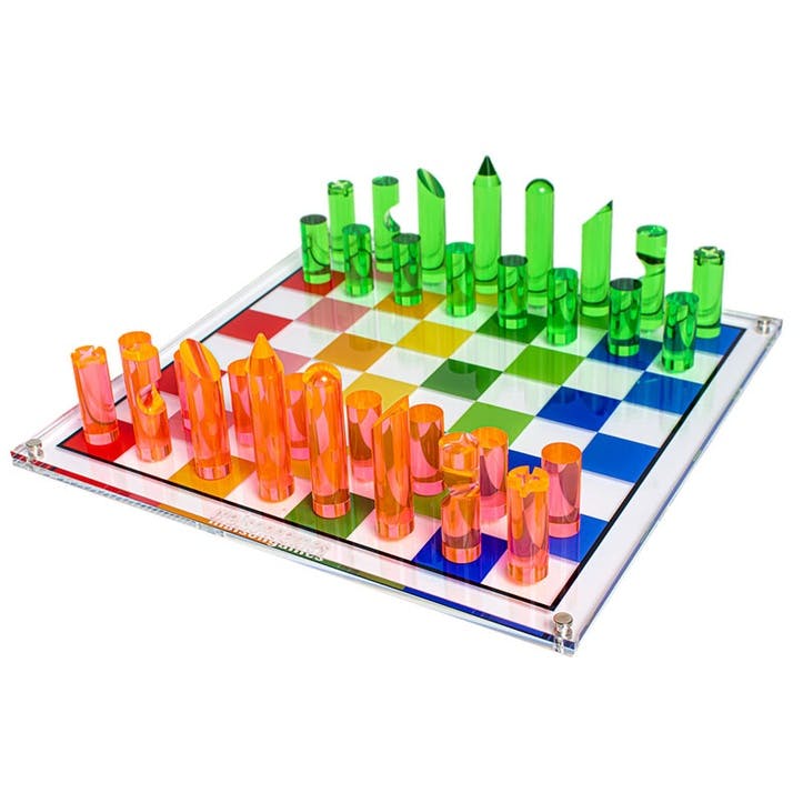 Rainbow Chess Set  L35.6 x W35.6cm, Multi