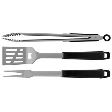 3 Piece  BBQ Tool Set, Black