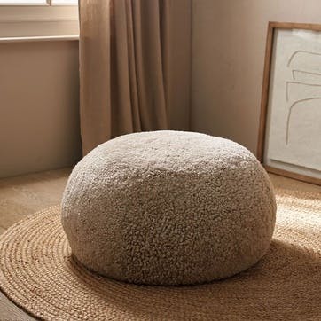 Sheepskin Cosy Pouffe H35 x D60cm, Oatmeal