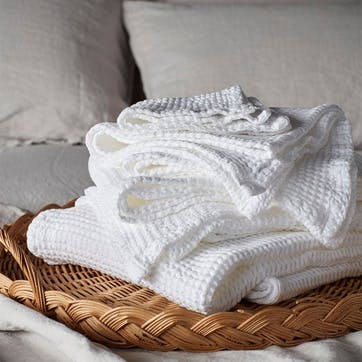 Cotton Waffle Towel, Jumbo Bath Sheet, White