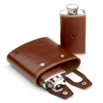 Double Hip Flask H11.5 x W11.5cm , Cognac