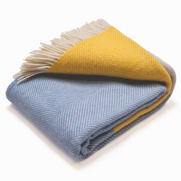 Blanket, 130 x 250cm, Atlantic Blankets, Dawn Tides, yellow/blue/grey wool