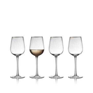 Palermo Set of 4 White Wine Glasses 300ml, Gold