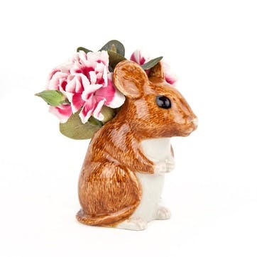 Wood Mouse Bud Vase H8cm Brown