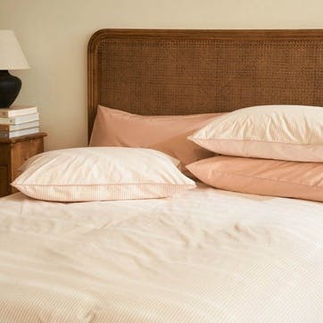 The Stripe 200 Thread Count Pair of Standard Pillowcases, Clay Pink Even Stripe