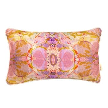 Rectangular linen cushion, L55 x W30cm, Susi Bellamy, Tapestry kaleidoscope, Purple