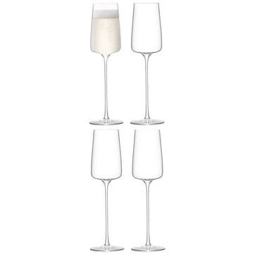 Metropolitan Set of 4 Champagne Flutes 230ml, Clear