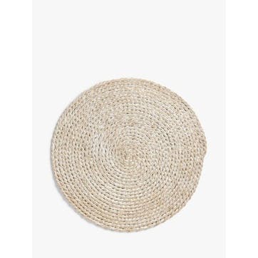 Round Woven Bulrush Placemat White