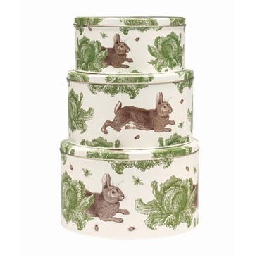 Rabbit & Cabbage  Set 3 Square Cake Tins 25cm x 14cm
