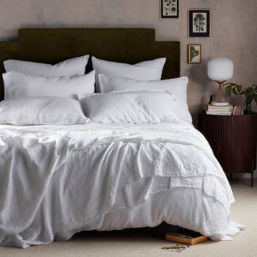 Linen Duvet Cover, Super King, White