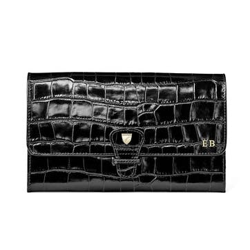 Classic Travel Wallet L14 x W9.5cm, Black Croc