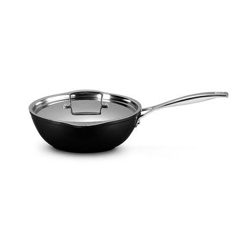 Toughened Non-Stick Chef's Pan with Pouring Spouts, 24cm, Black