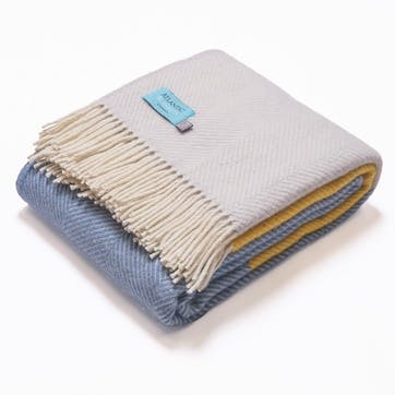 Blanket, 130 x 250cm, Atlantic Blankets, Dawn Tides, yellow/blue/grey wool