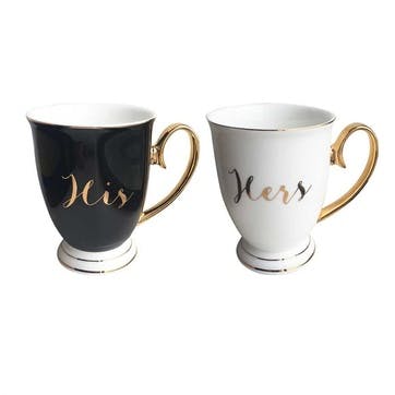 His & Hers Mugs Set of 2 - Black/White