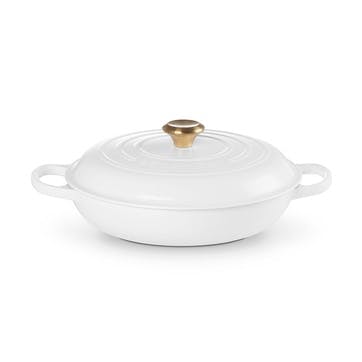 Cast Iron Shallow Casserole, 30cm, White