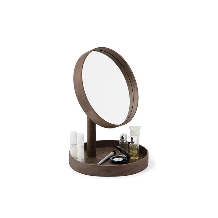 Look Magnify Mirror H37 x D25cm, Walnut