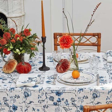 Bella Linen Tablecloth 170 x 350cm, Blue