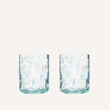 Blanco Set of 2 Hand Made Glass Tumblers H11cm, White