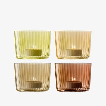 Gems Set of 4 Tealight Holders H6cm, Amber