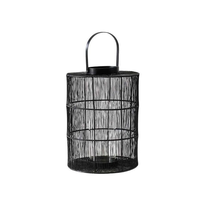 Portofino Wirework Lantern with Glass Insert H34cm, Black