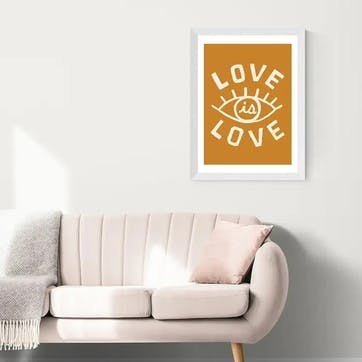 Tree x Three Love is Love Framed Art Print, Mustard