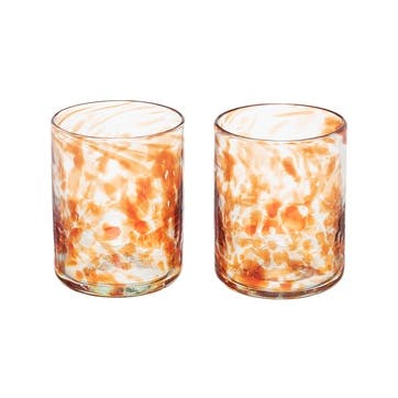 Oro Set of 2 Hand Made Glass Tumblers H11cm, Brown