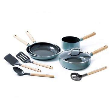 Mayflower Non-Stick 9 Piece Cookware Set, Blue