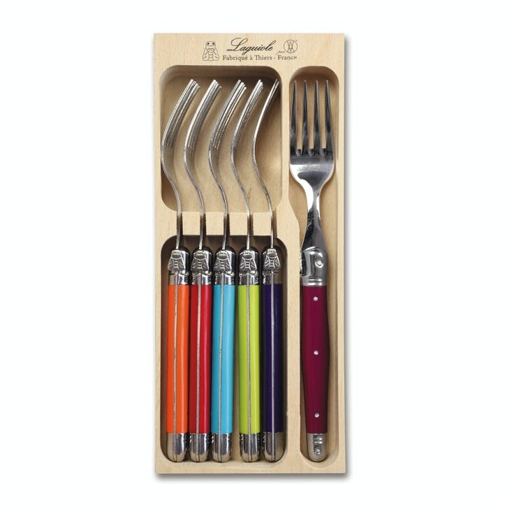 Steak Fork Set, Multicoloured Handle, Set of 6