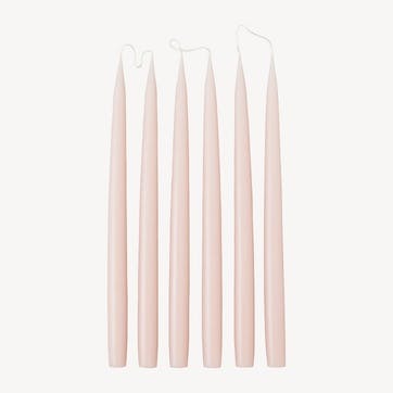 Set of 6 Tapered Dinner Candles H35cm, Powder Pink