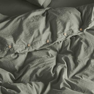 Relaxed Cotton Double Duvet Cover, Moss