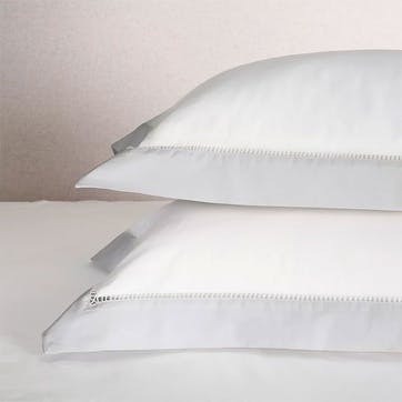 Santorini Cotton Oxford Pillowcase 50 x 75cm, White/Grey