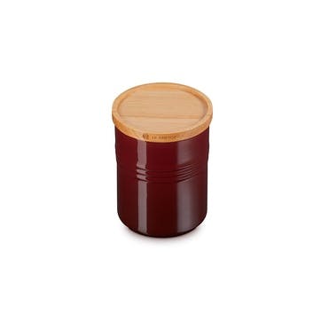 Stoneware Storage Jar with Wooden Lid Medium, Garnet