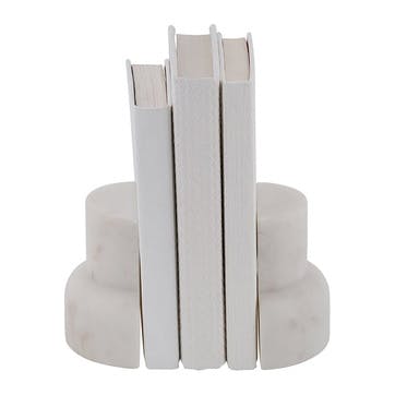 Retreat Set of 2 Stacked Arch Marble Bookends H12 x W12cm , White
