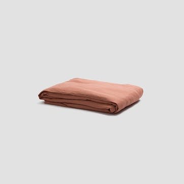 Linen Fitted Sheet Super King, Warm Clay