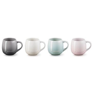 Stoneware Coupe Set of 4 Mugs, 320ml, Multi