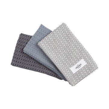 Piqué Set of 3 Kitchen Cloths 35 x 30 cm, Ocean