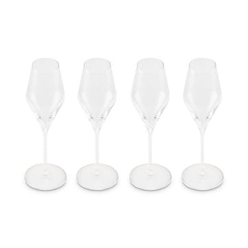 Set of 4 Champagne Flutes 290ml, Clear