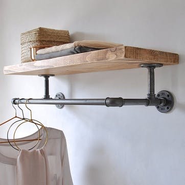 Portobello Industrial Clothes Shelf - 65 x 27cm; Natural