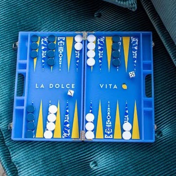 Dolce Vita Backgammon Board L45 x W38cm, Blue