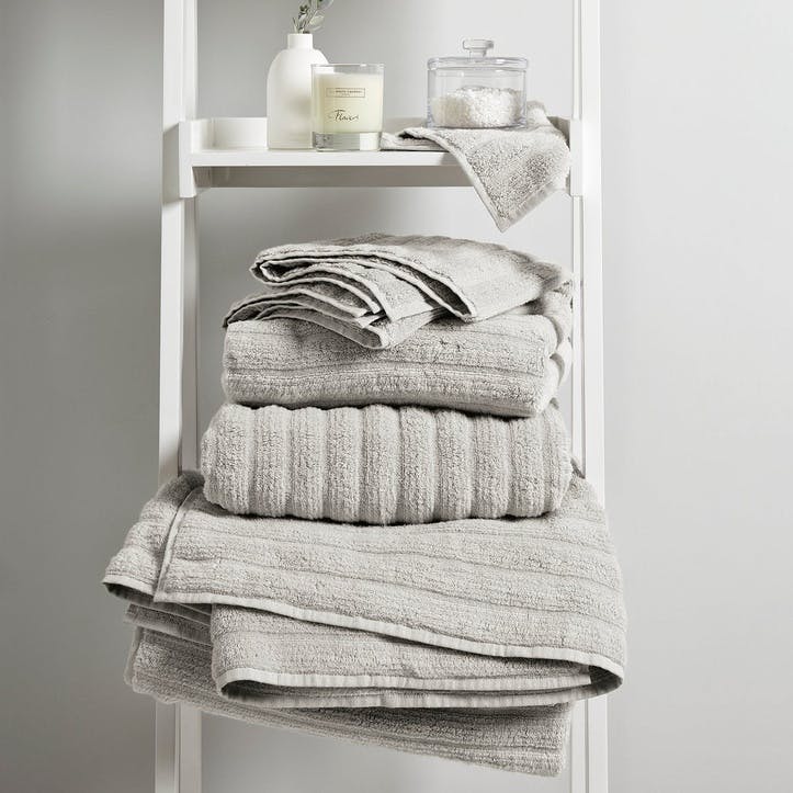 Hydrocotton Ribbed Towel, Bath Sheet, Pearl Grey