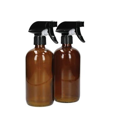 Living Nostalgia Amber Glass Reusable Spray Bottle Set
